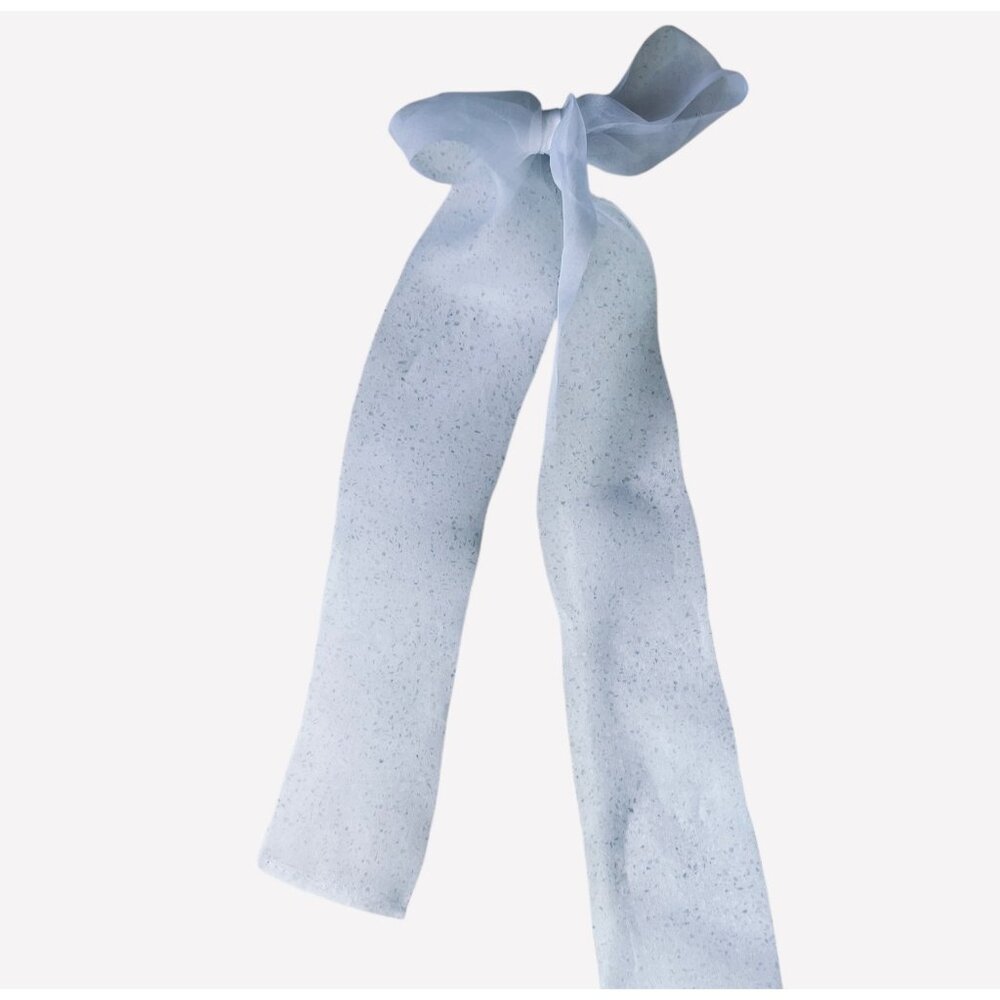 100% Organza Silk Bows With Long Tails Set of 15 White 4 Balloons Showers etc - Picture 3 of 15